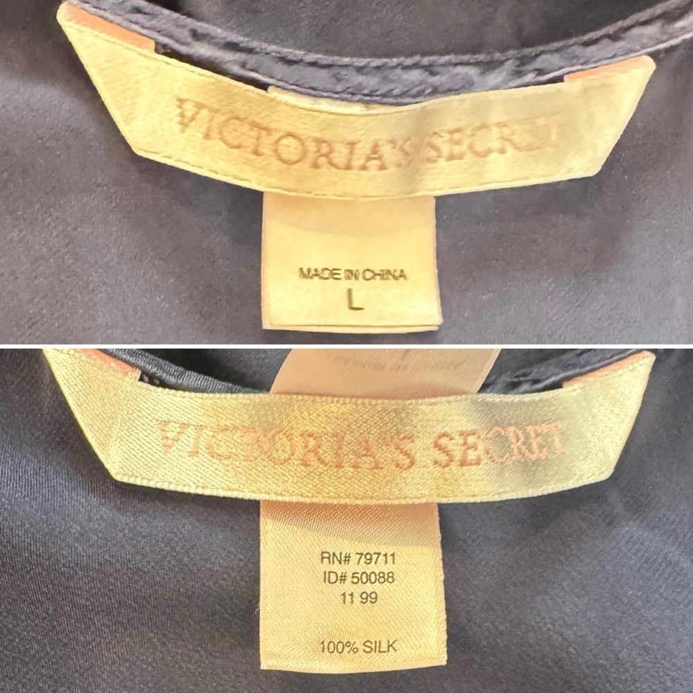 1999 Victoria’s Secret Silk Blue Navy Draped Cowl Vintage Maxi Gown Slip Dress L - Picture 3 of 9